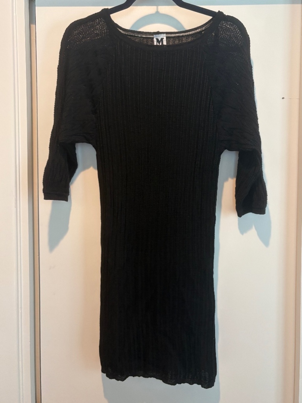 M Missoni Black Textured Knit Mini Dress Wool Blend Italian 38 US 2 XS